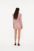 Sequin Fringe Mini Dress - Peachskin