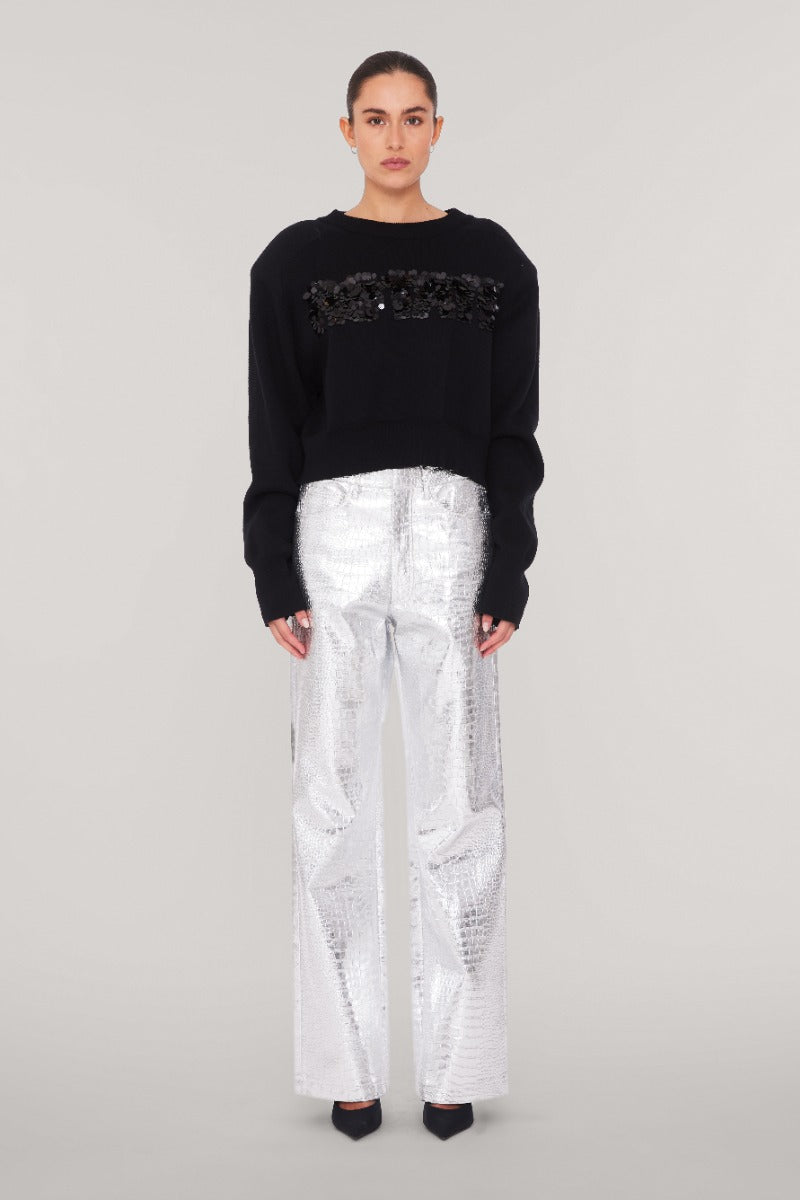 Textured Pants - Silver