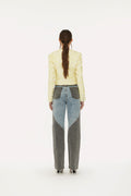 Straight Patchwork Jeans - Medium Blue