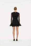 Shiny Mini Flounce Dress - Black