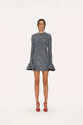 Mini Sequin Dress - Vibrant Floral Outline / Purple Pennant Comb.
