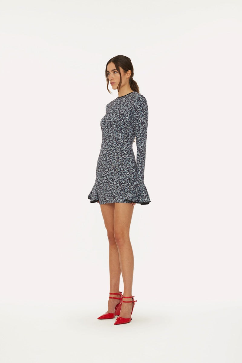 Mini Sequin Dress - Vibrant Floral Outline / Purple Pennant Comb.
