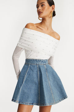 Denim Mini Skirt - Vintage Blue Denim