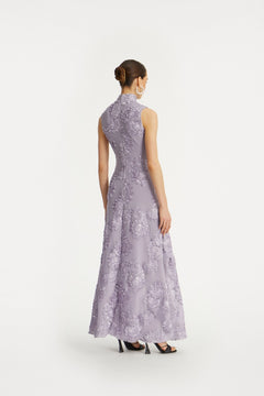 Flower Mesh Maxi Dress - Lavender Aura