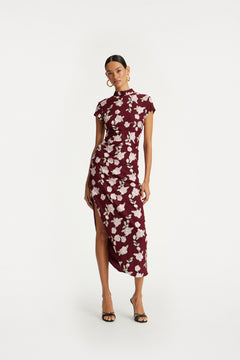 Mesh Asymmetric Dress - Zinfandel Comb.