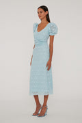 Lace Puff Sleeve Dress - Omphalodes