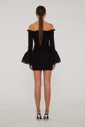 Chiffon Smock Mini Dress - Black