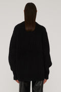 Oversized Knit Jumper - Black W. Turtledove Logo