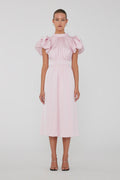 Satin Puff Midi Dress - Blushing Bride