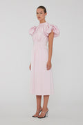 Satin Puff Midi Dress - Blushing Bride