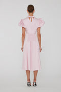 Satin Puff Midi Dress - Blushing Bride