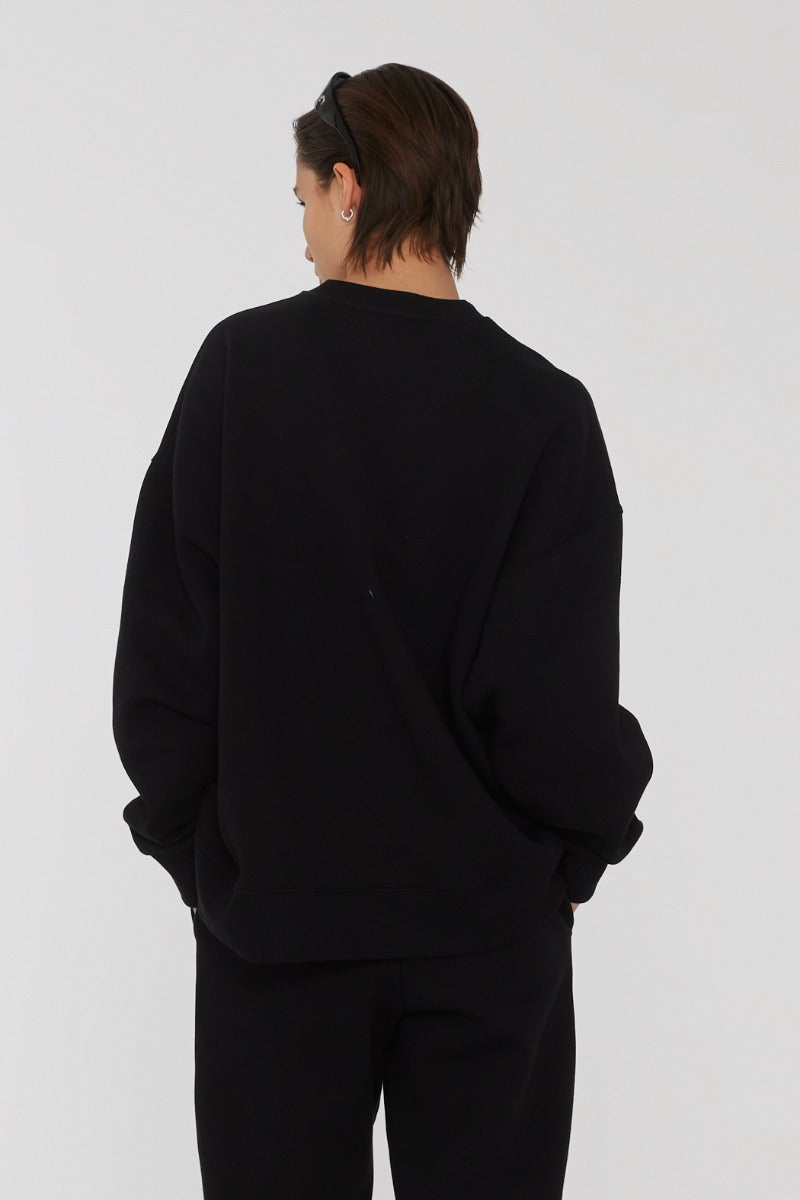 Sweat Crewneck With Logo - Svart