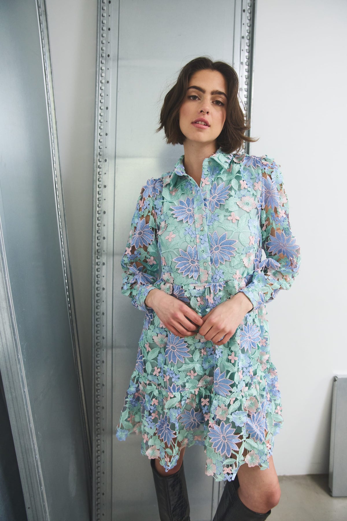 Star Ls Dress - Blue Mix