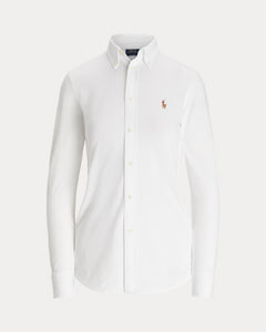 Slim Fit Knit Cotton Oxford Shirt - White