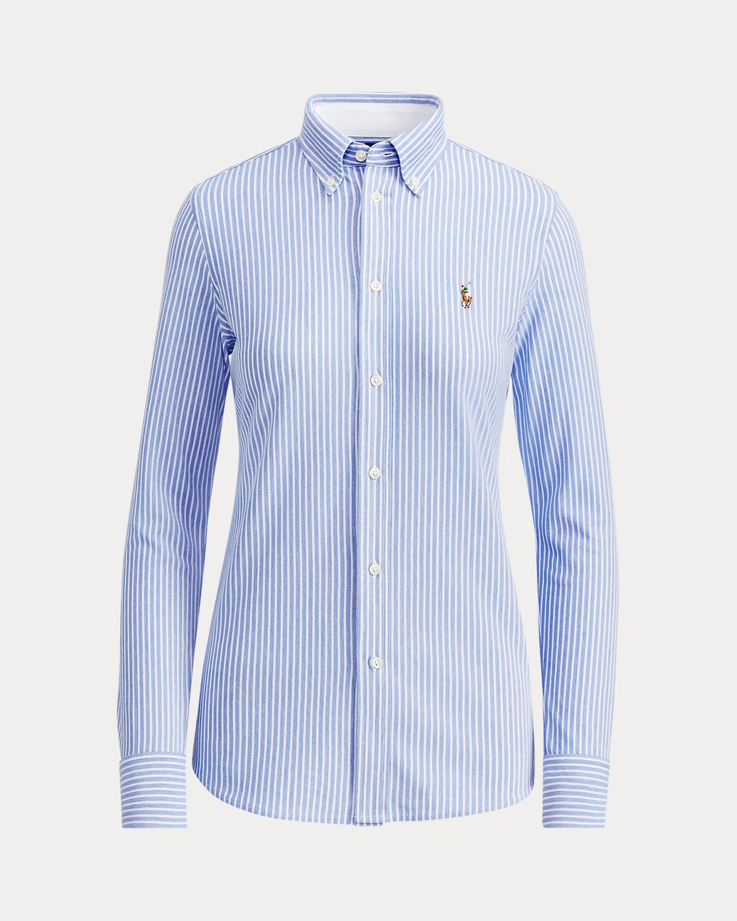 Striped Knit Oxford Shirt - Harbor Island Blue/White