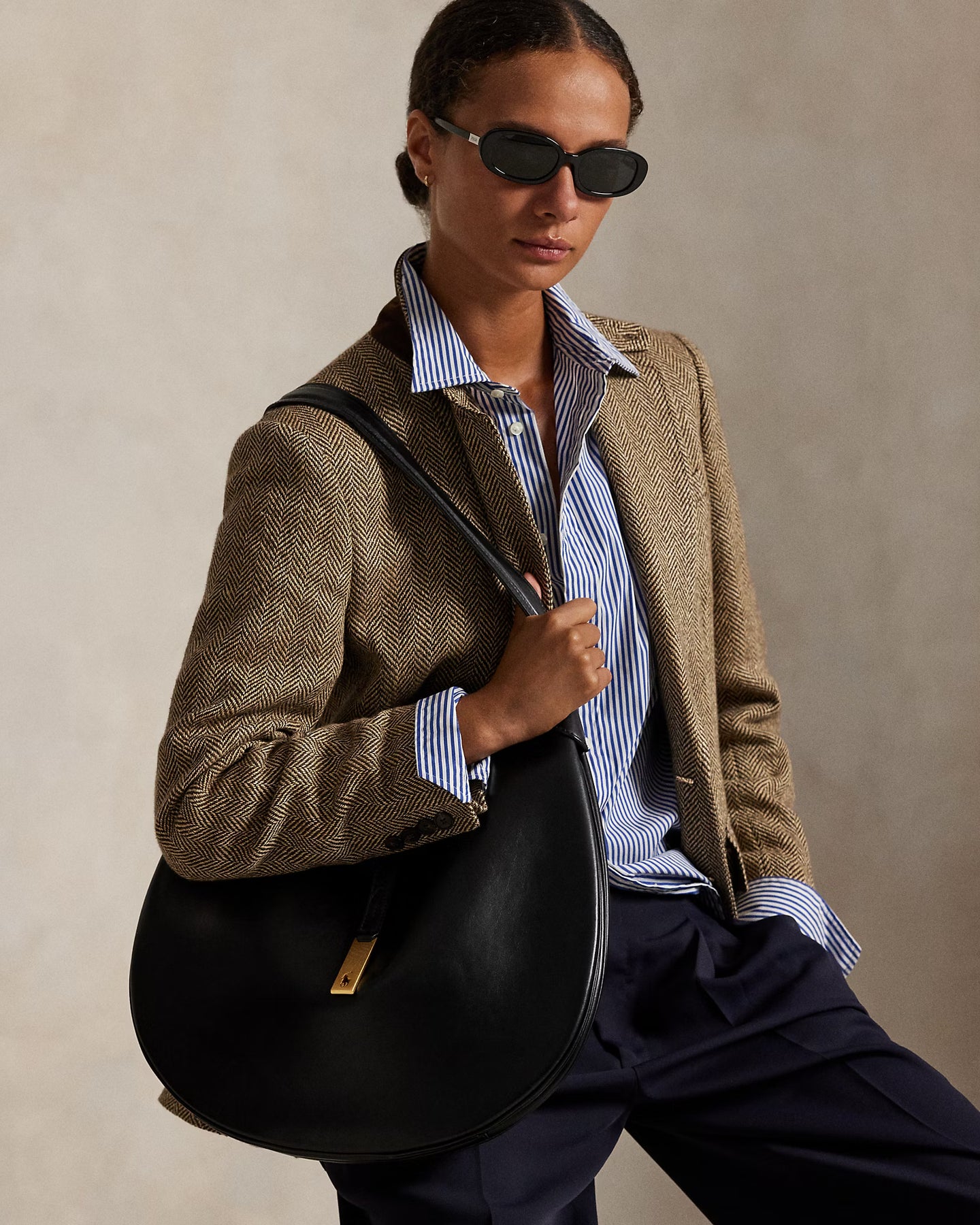 Polo Id Calfskin Large Shoulder Bag - Svart
