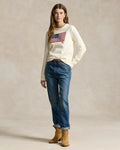 Flag Cotton Crewneck Jumper - Cream
