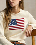 Flag Cotton Crewneck Jumper - Cream