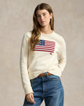 Flag Cotton Crewneck Jumper - Cream