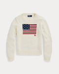 Flag Cotton Crewneck Jumper - Cream