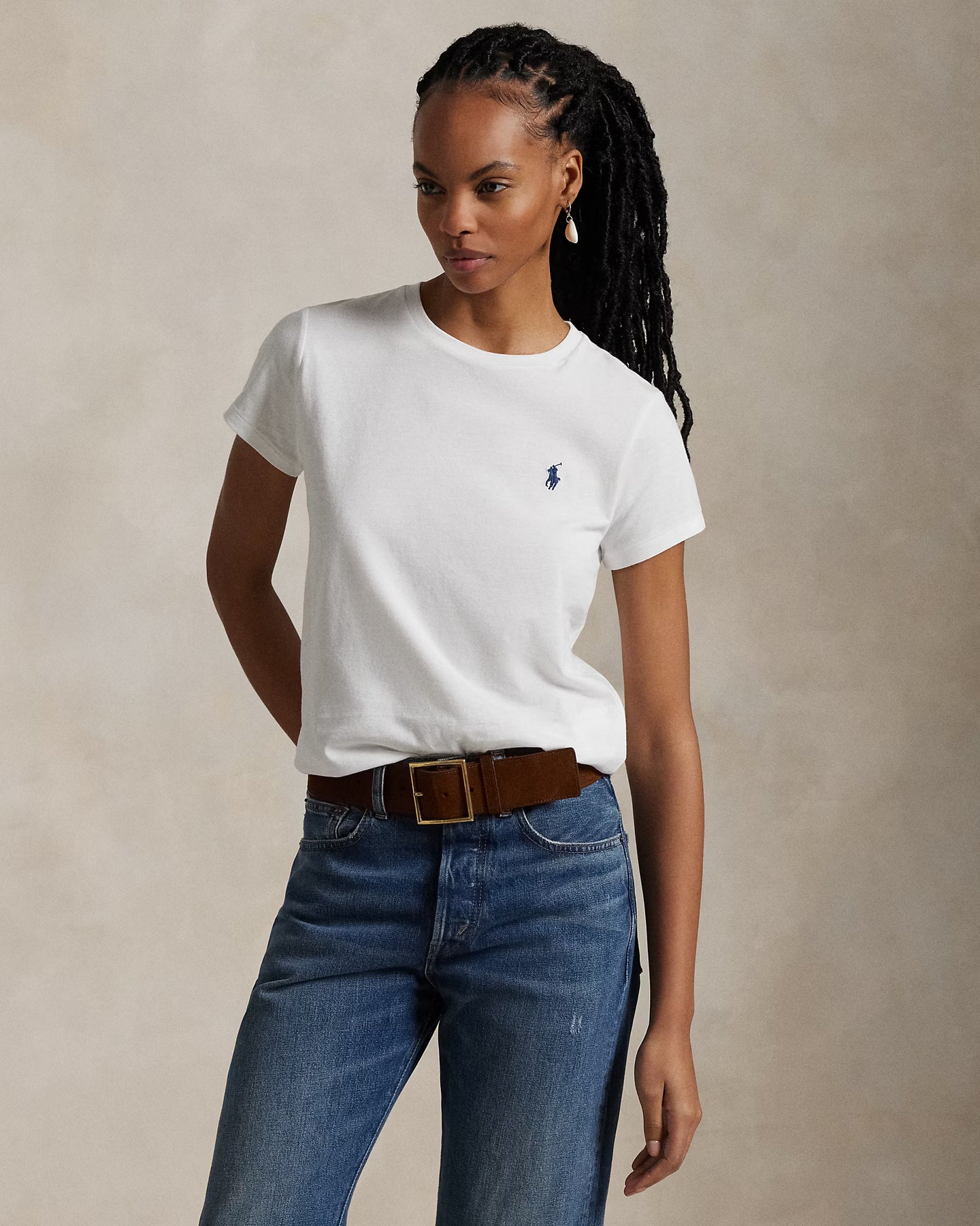 Cotton Jersey Crewneck T-Shirt - Vit