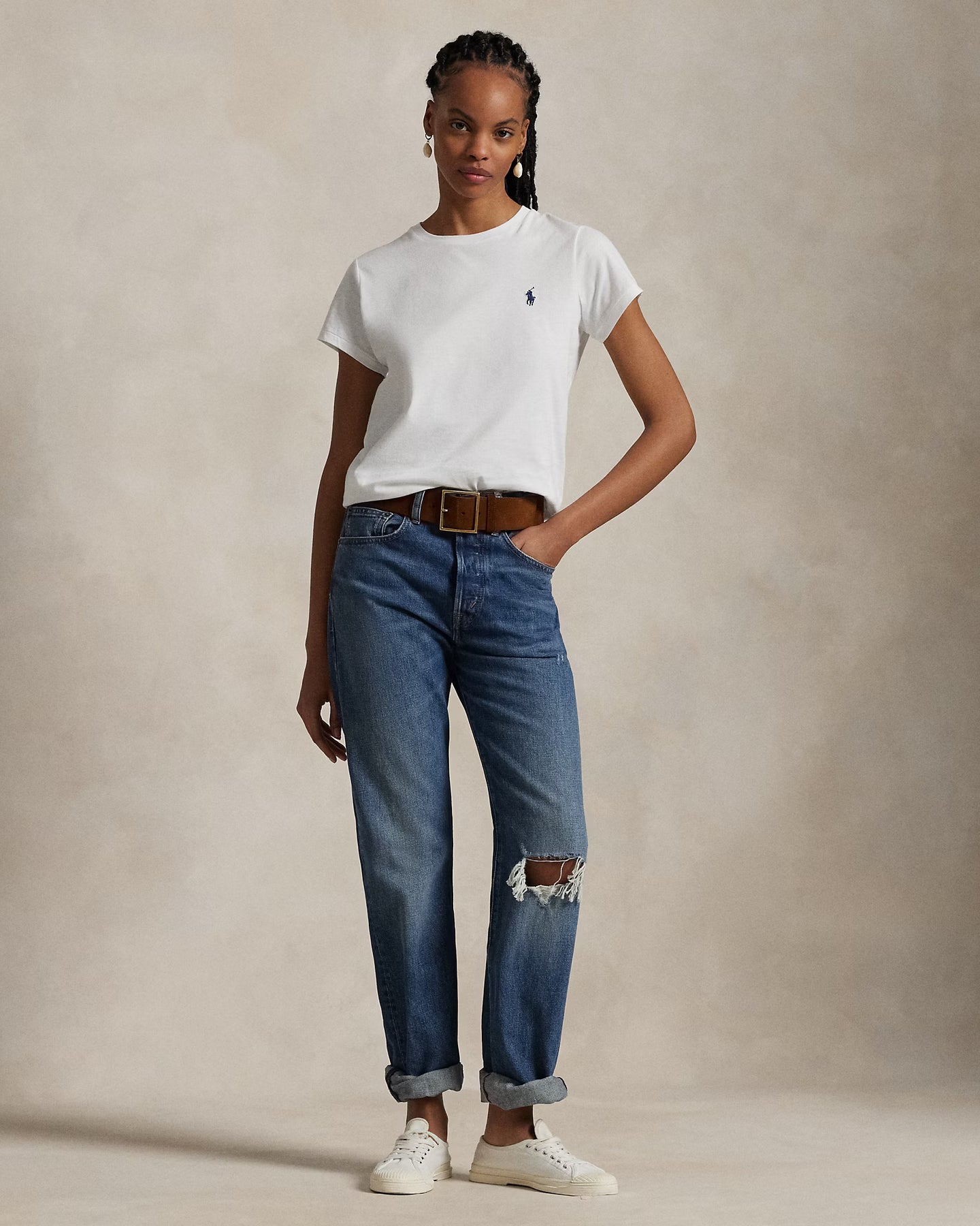 Cotton Jersey Crewneck T-Shirt - Vit