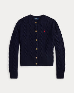Cable-Knit Wool-Cashmere Cardigan - Hunter Navy