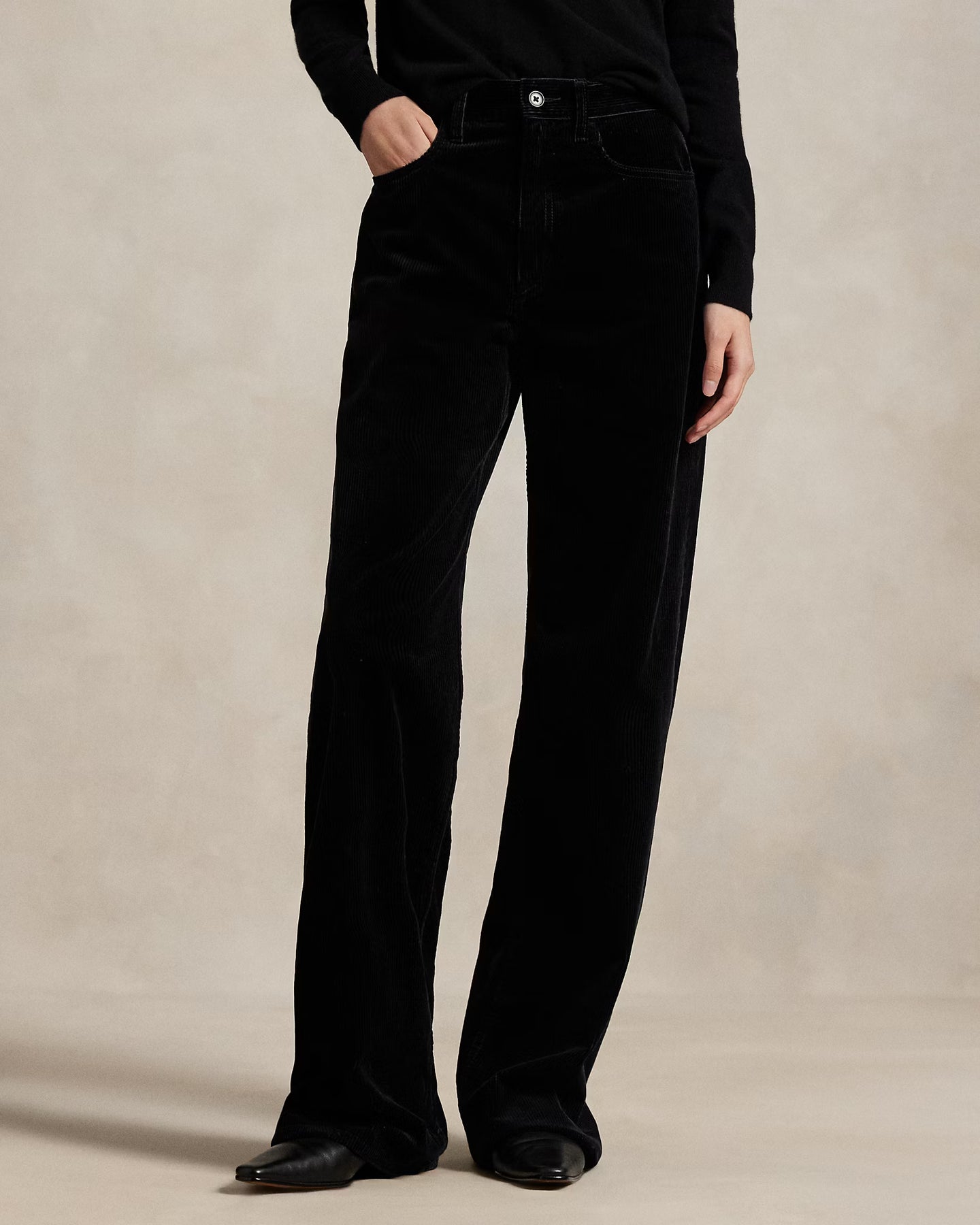 Woven-Wide Leg-Pants - Polo Black
