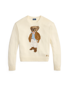 Polo Bear Cotton Crewneck Sweater - Parchment Cream