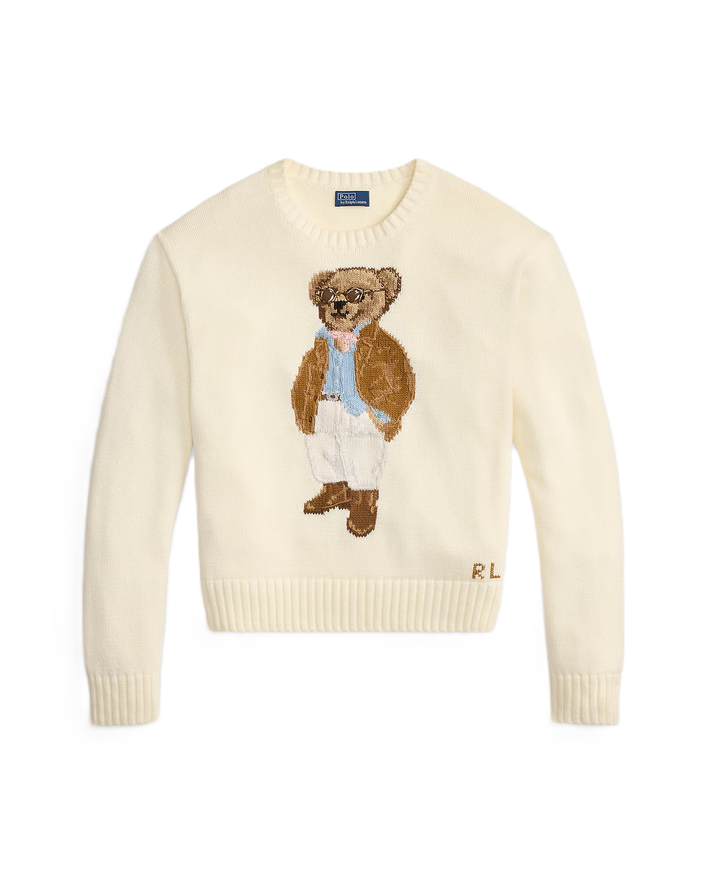 Polo Bear Cotton Crewneck Tröja - Parchment Cream