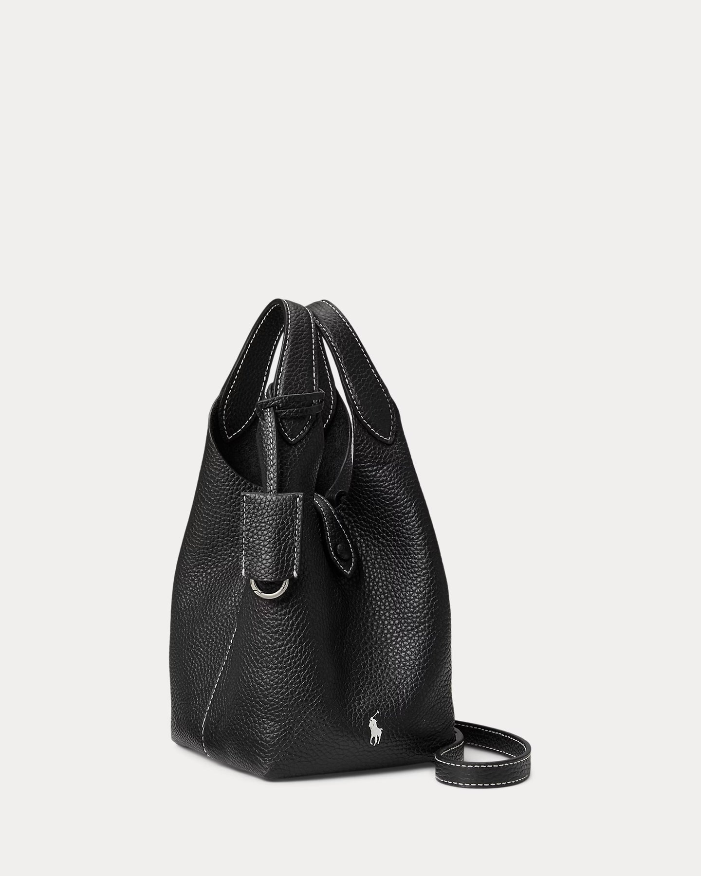 Polo Play Leather Small Tote & Crossbody - Svart