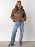 Charlie Jacket - Faux Fur - Wool Brown
