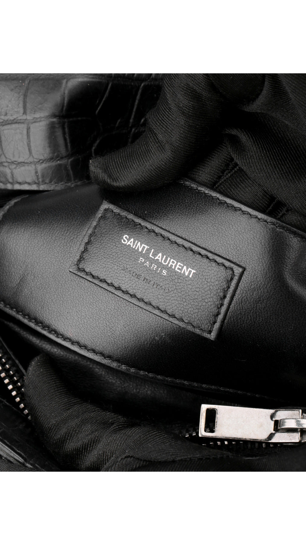 Saint Laurent College Medium Croc Väska - Svart