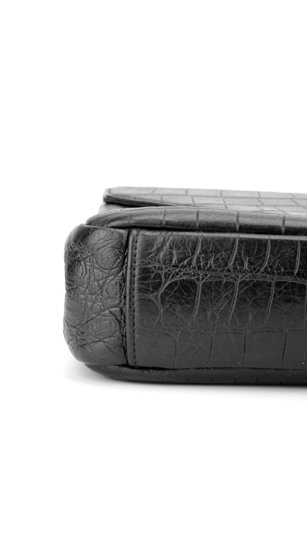 Saint Laurent College Medium Croc Väska - Svart