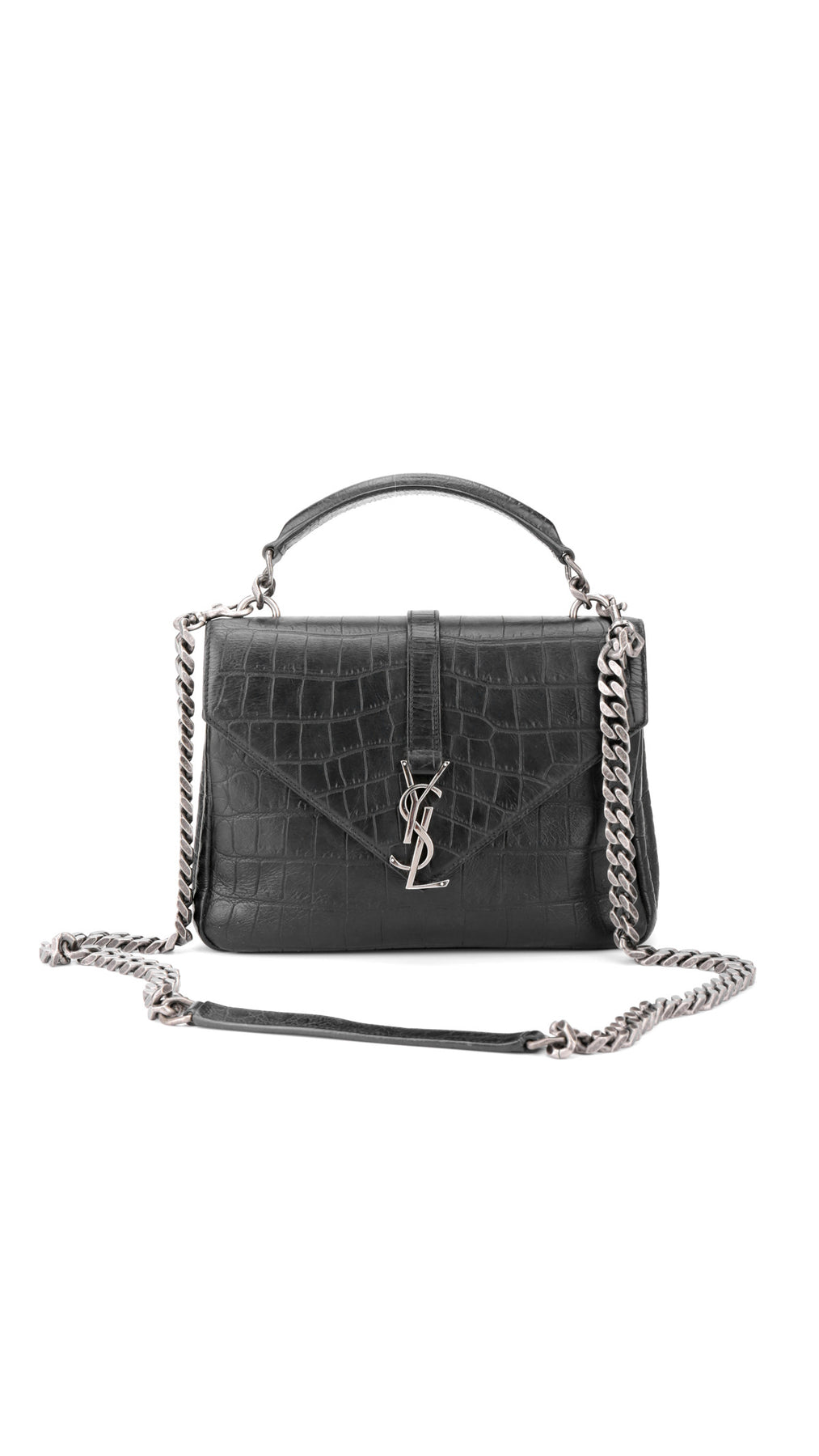 Saint Laurent College Medium Croc Väska - Svart