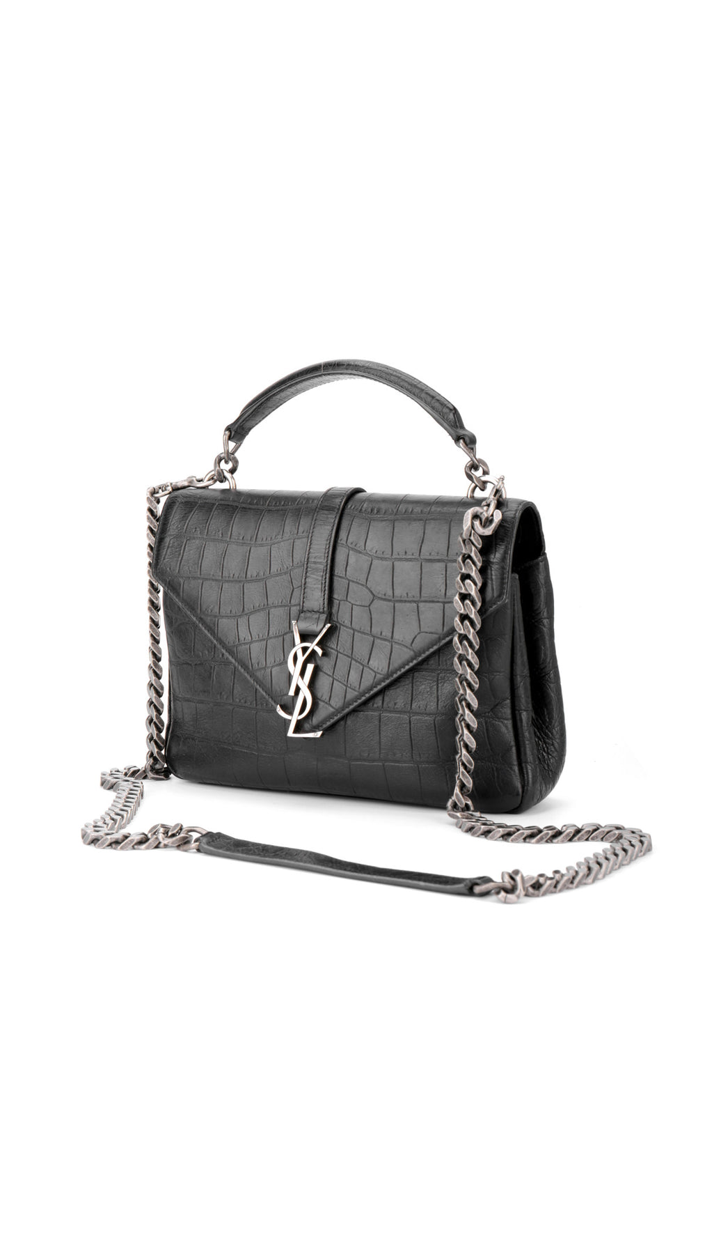 Saint Laurent College Medium Croc Väska - Svart