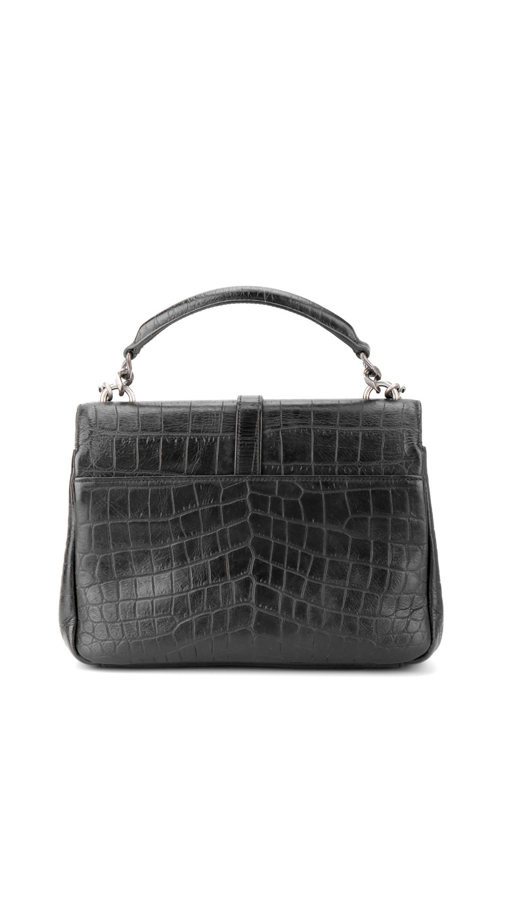 Saint Laurent College Medium Croc Väska - Svart