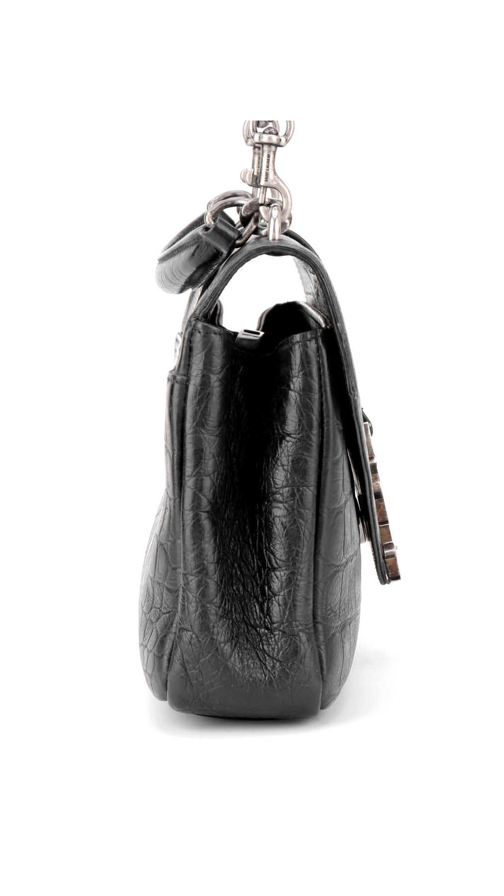 Saint Laurent College Medium Croc Väska - Svart