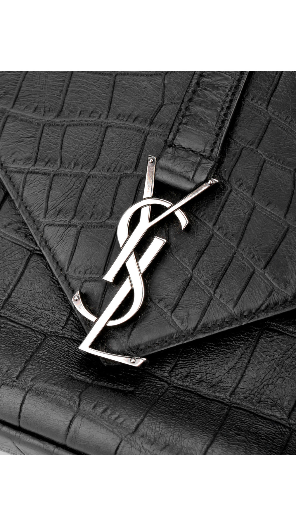 Saint Laurent College Medium Croc Väska - Svart