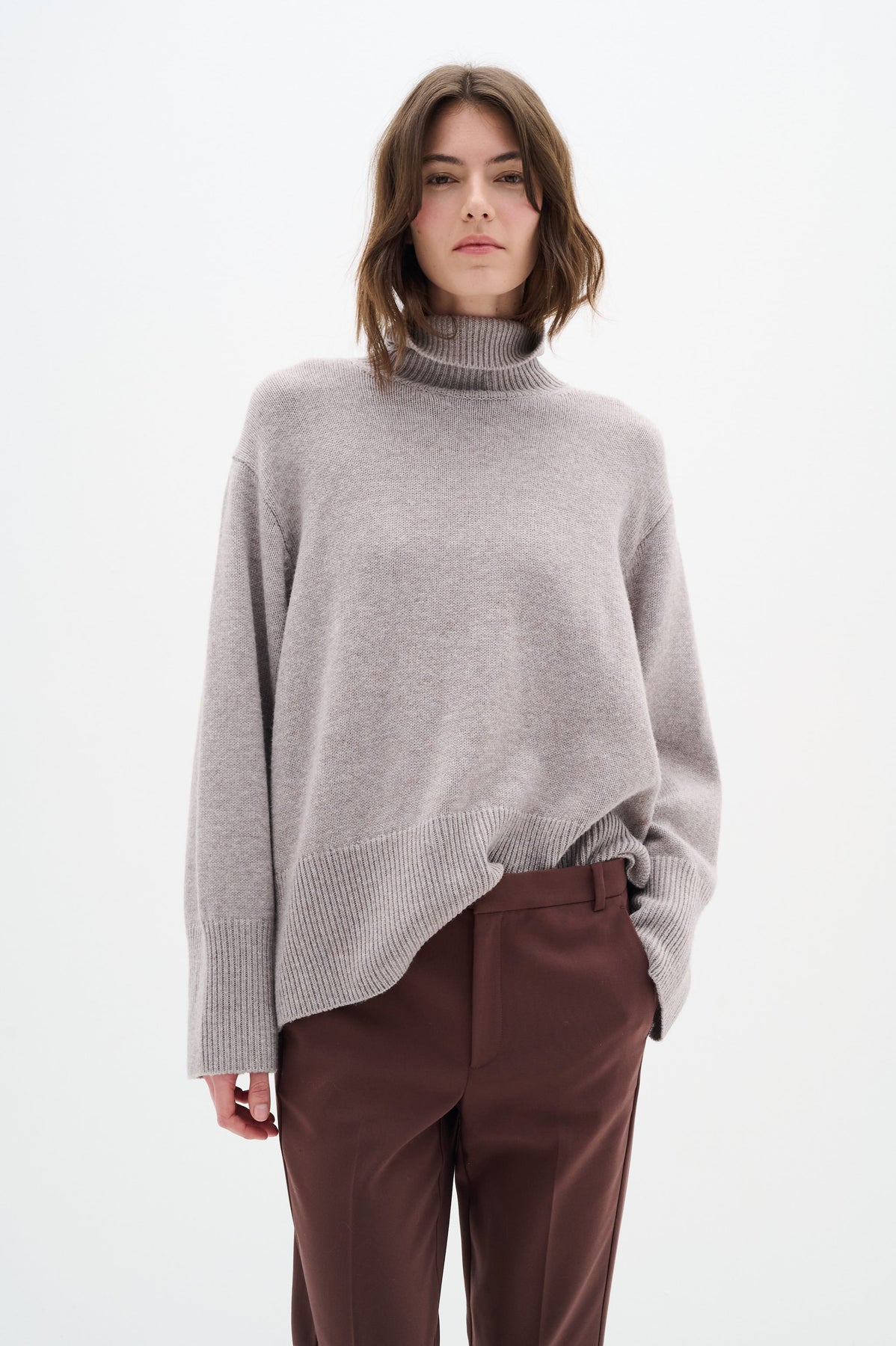 KaxyIW Turtleneck Pullover - Sandy Grey Melange