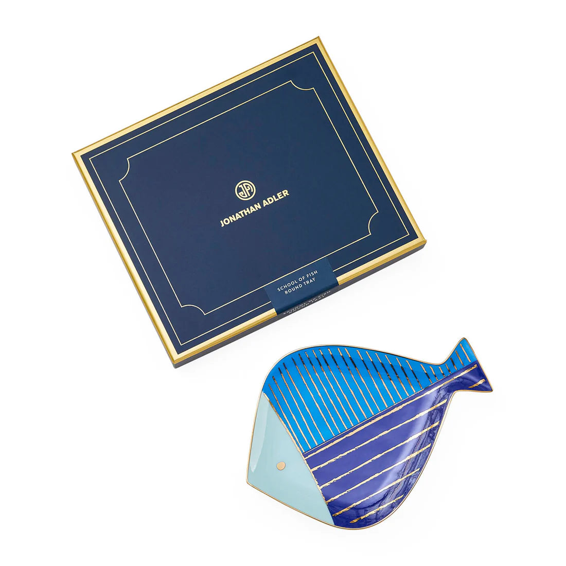 School Of Fish Tray Round - Blå