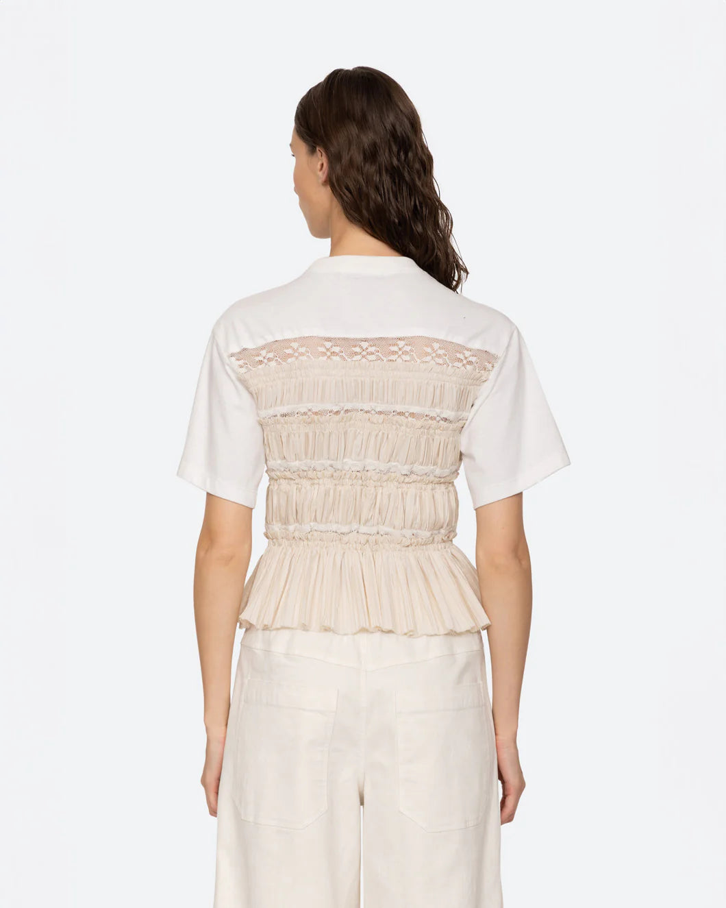 Parcie Crinkle S/Slv Top - Cream