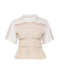 Parcie Crinkle S/Slv Top - Cream