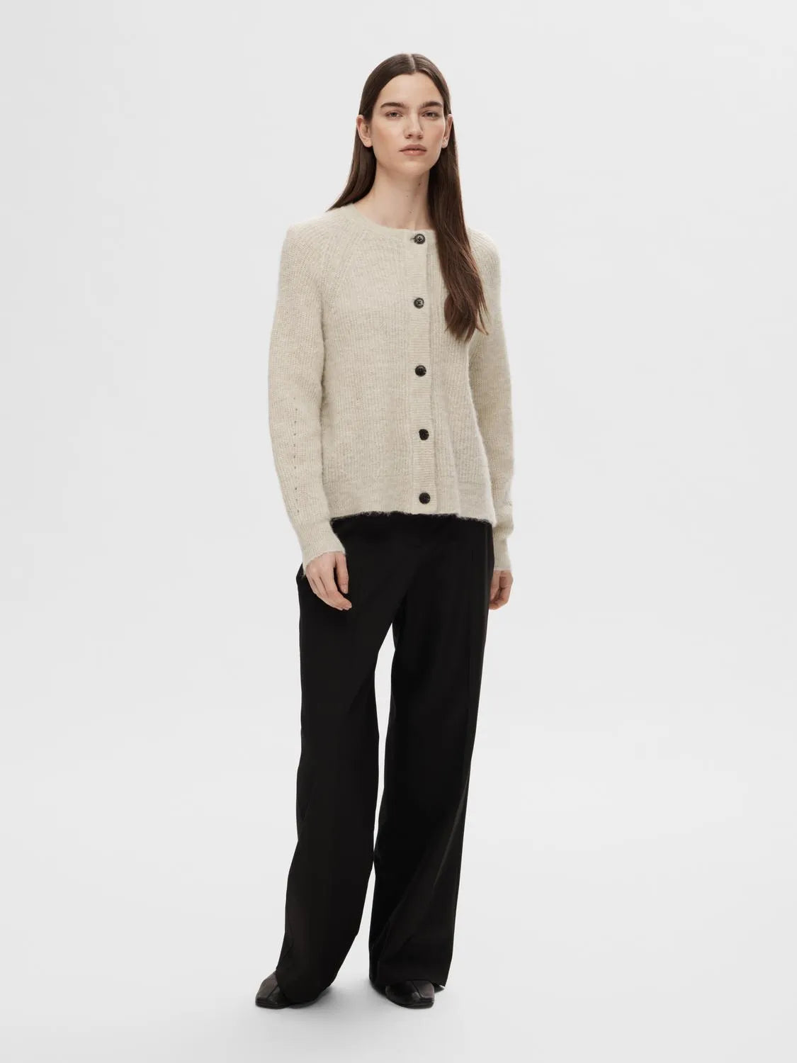 Lulu LS Knit Short Cardigan - Birch Melange