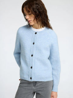 Lulu Ls Knit Short Cardigan B Noos - Cashmere Blue Melange