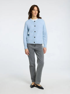 Lulu Ls Knit Short Cardigan B Noos - Cashmere Blue Melange