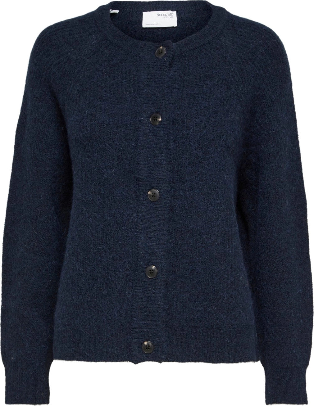 Lulu Ls Knit Short Cardigan - Dark Sapphire Melange