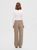 Rita Mid Waist Wide Pant - Camel Melange