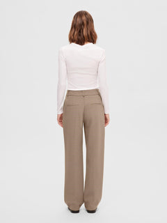 Rita Mid Waist Wide Pant - Camel Melange