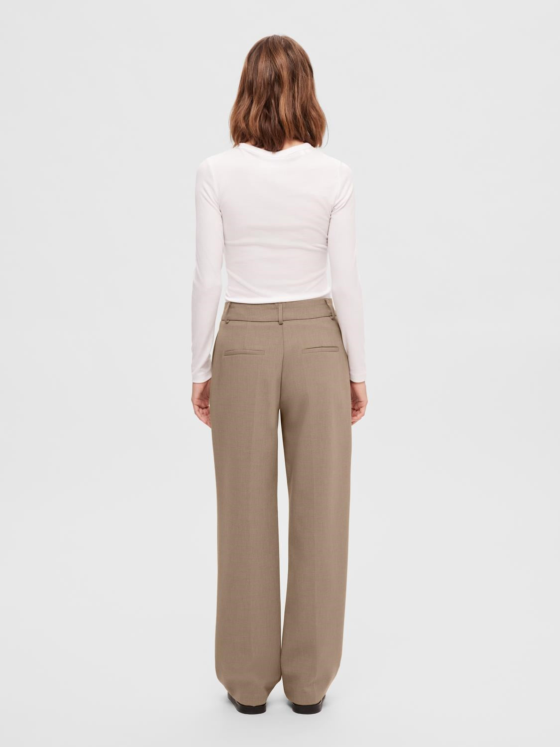 Rita Mid Waist Wide Pant - Camel Melange